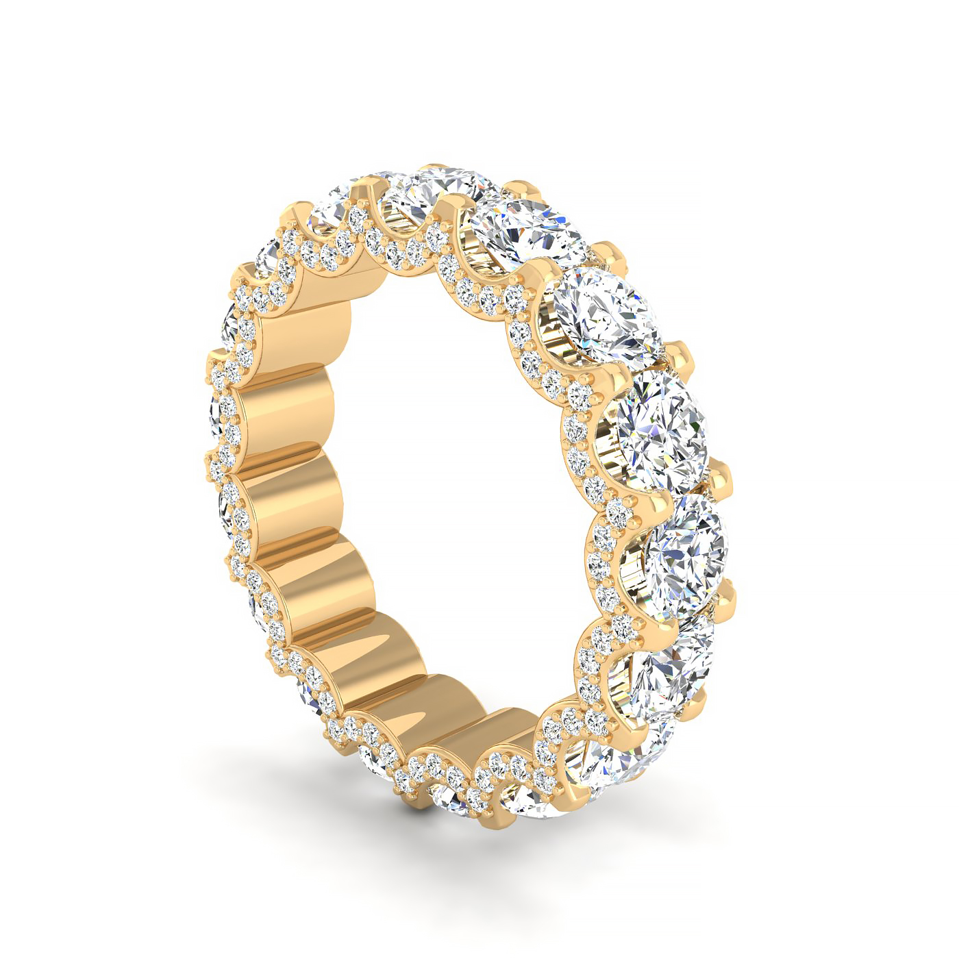 Round Shape Eternity Band with Pave Set Side Diamonds
